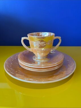 Fire King Peach Lustre Laurel dishware
